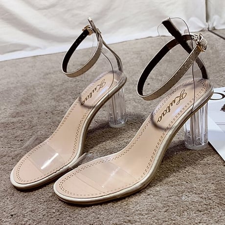 サンダル クリアヒール クリアストラップ ヒール7cm 韓国ファッション レディース サンダル クリア キュート 痛くない かわいい 靴 歩きやすい 613814252470