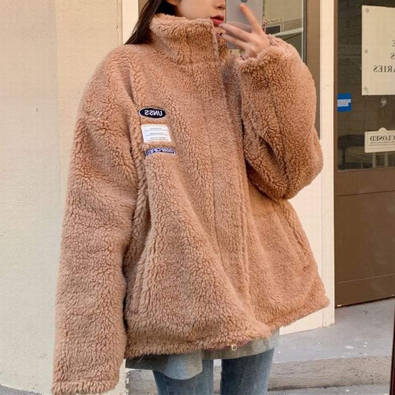 リバーシブル 2way ボアジャケット ボアブルゾン アウター 両面 暖かい