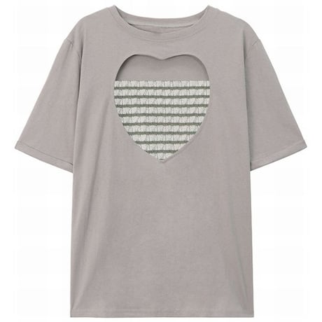 セット商品 ハートカット Tシャツ 半袖 チューブトップ ゆったり ルーズ 韓国ファッション レディース 大人可愛い ガーリー カジュアル DTC-677301507375