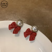 ピアス 両耳用 イミテーションパール リボン スタッドピアス アクセサリー 合金 シルバー925 ジュエリー DTC-631128813614