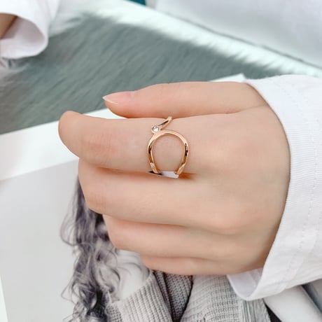 リング 指輪 CZ 金属アレルギー対応 イエローゴールド ローズゴールド チタンスチール キラキラ アクセサリー DTC-607468572172