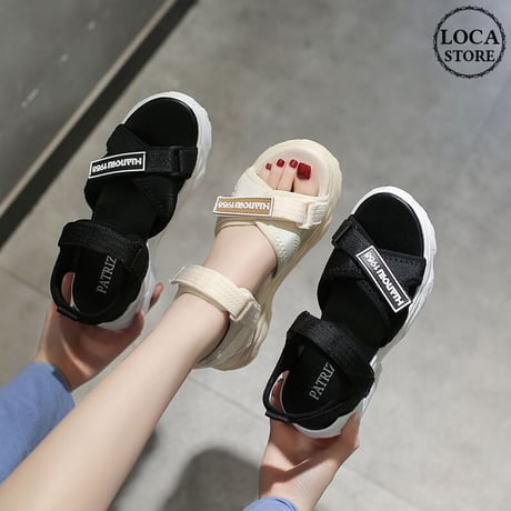 スポーツサンダル 厚底 スポサン 6.0cm 韓国ファッション レディース サンダル ベルト マジックテープ フラットサンダル 厚底サンダル フラット かわいい 歩きやすい 618070603594