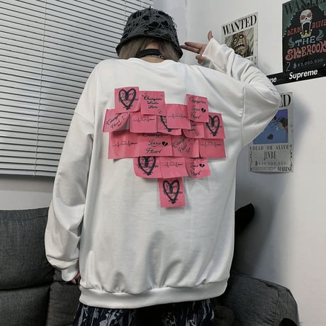 ユニセックス トレーナー 長袖 ラウンドネック 薄手 オーバーサイズ 韓国ファッション メンズ レディース 大きめ カジュアル ストリートファッション DTC-651890921390