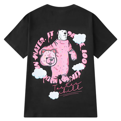 ユニセックス Tシャツ 半袖 クマの着ぐるみを着たシロクマ プリント オーバーサイズ ユニーク 韓国ファッション メンズ レディース カジュアル ストリート系 DTC-648470523029