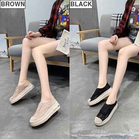 メッシュ スニーカー スリッポン 韓国ファッション レディース フラットシューズ 厚底 ローカット かわいい オールシーズン 歩きやすい 疲れない 618203356819