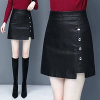 レザースカート フロントボタン フェイクレザー ハイウエスト 台形スカート Aライン ミニスカート レトロ 韓国ファッションレディース 大人可愛い ガーリー DTC-625465489600