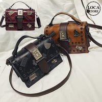2wayバッグ スクエアバッグ ミニバッグ スタッズ クマのプレート ショルダーバッグ ハンドバッグ ショルダーストラップ レトロ 韓国ファッション レディース DTC-579560992132