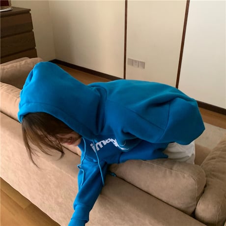 パーカー プルオーバー 裏起毛 トップス プラスベルベット オーバーサイズ 長袖 レトロ 韓国ファッション レディース ガーリー カジュアル ストリート系 DTC-629322853018