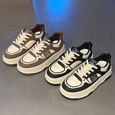 厚底スニーカー 22.5～25.0cm レースアップ ダッドスニーカー プラットフォーム スニーカー 厚底 シューズ カジュアル 韓国ファッション レディース DTCA-747166864057