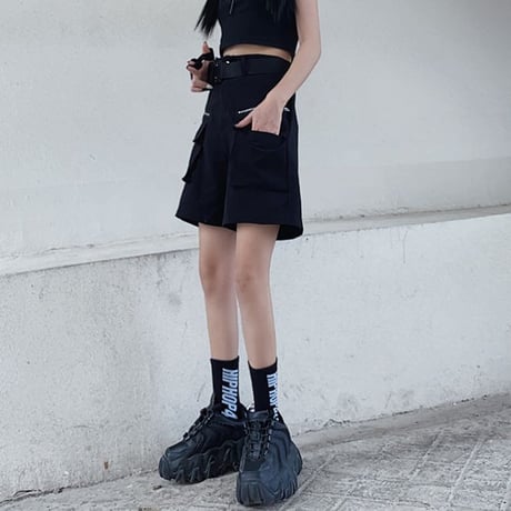 2WAY セパレート カーゴパンツ ハーフパンツ ワイドパンツ ミリタリーパンツ ウエストゴム レトロ 韓国ファッション レディース 大人可愛い ガーリー カジュアル DTC-674222344506