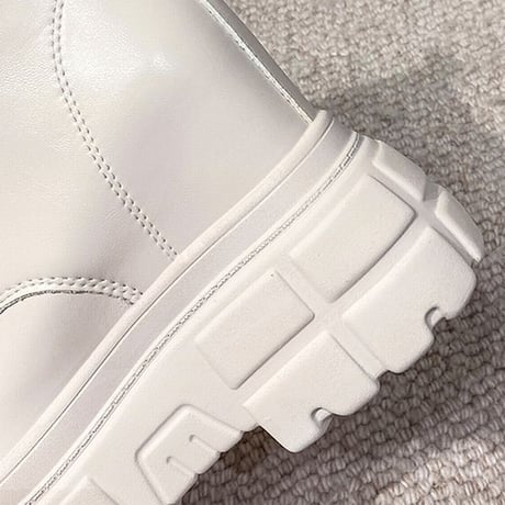 厚底 ブーツ インヒール チェーン 22.0～24.5cm シューレース サイドファスナー 防水プラットフォーム レザー ショートブーツ 履きやすい ガーリー DTC-654284892844