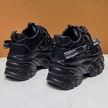 厚底スニーカー 22.0～24.5cm レースアップ カジュアル スポーツ 厚底 スニーカー シューズ 靴 美脚 韓国ファッション レディース 歩きやすい DTC-682128244043