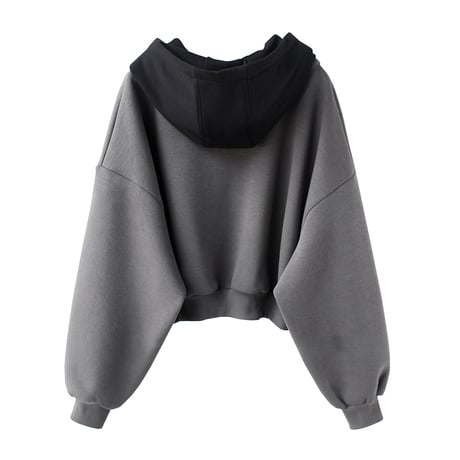 フェイクレイヤード ドッキングトップス パーカー カーディガン 重ね着風 ジップアップ ボタン 長袖 韓国ファッション レディース カジュアル ストリート系 DTC-667647158135