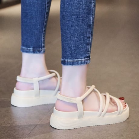 クロスストラップ サンダル 22.5～25.0cm プラットフォーム 厚底 ビーチサンダル フラット 美脚効果 トレンド かわいい 韓国ファッション レディース DTC-698080041418