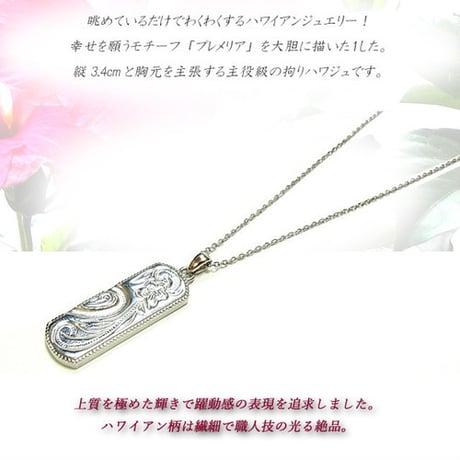 【ハワイアンジュエリー / HawaiianJewelry】 ペンダント/ネックレス プレート ネックレス プルメリア スクロール ホヌ (gps8865)