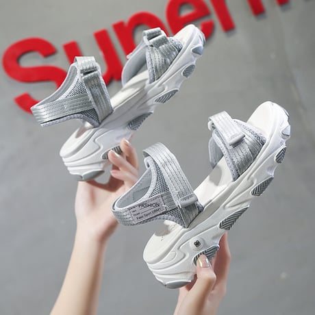 スポーツサンダル フラット スポサン 厚底 4.5cm 韓国ファッション サンダル ベルト マジックテープ フラットサンダル 厚底サンダル フラット かわいい 歩きやすい 618248005313