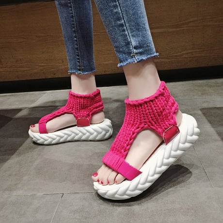 スポーツサンダル 22.5～25.0cm 厚底 ソックス ダットソール スポサン 韓国ファッション レディース ニットサンダル サンダル 厚底サンダル 歩きやすい 549429172556