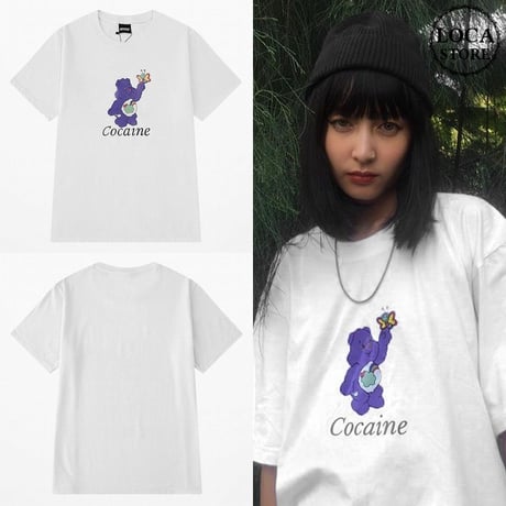 Tシャツ 半袖 メンズ レディース ユニセックス ラウンドネック ベアー クマちゃん プリント オーバーサイズ 大きいサイズ ルーズ ストリート TBN-593922158620