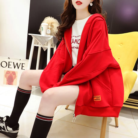 うさ耳 パーカー フルジップアップ 薄手 オーバーサイズ 韓国ファッション レディース トップス 大きめ うさぎ カジュアル ストリートファッション DTC-654223928310