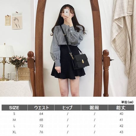 レディース Aライン ミニスカート ハイウエスト フェミニン Aラインスカート フェミニン 韓国ファッション オルチャン (DCT-589701561017)