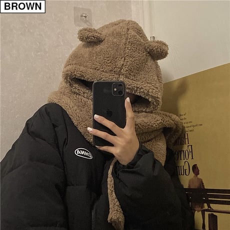 フード付きマフラー 耳付き クマ耳 フード付き ボアマフラー もこもこ フードマフラー ロングマフラー 防寒 暖かい 厚手 韓国ファッション レディース ガーリー DTC-630248123865