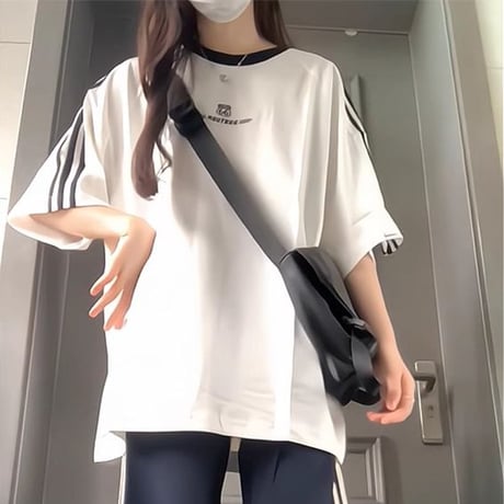 tシャツ サイドライン ロゴ オーバーサイズ ビッグシルエット トップス オーバーサイズTシャツ Route66 半袖 レトロ カジュアル ストリート女子 DTCA-921403890333