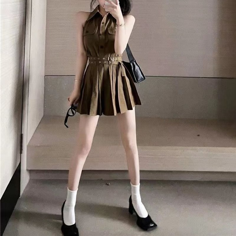 セットアップ 上下セット ノースリーブ ホルターネック ブラウス