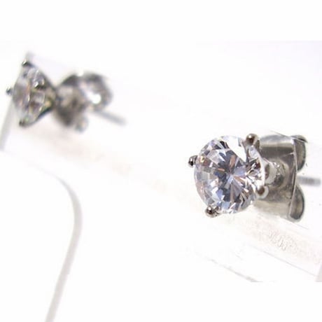 【ステンレスアクセサリー】幅0.2cm 1粒 CZ ダイヤモンド ピアス ステンレス 金属アレルギー対応 esj801