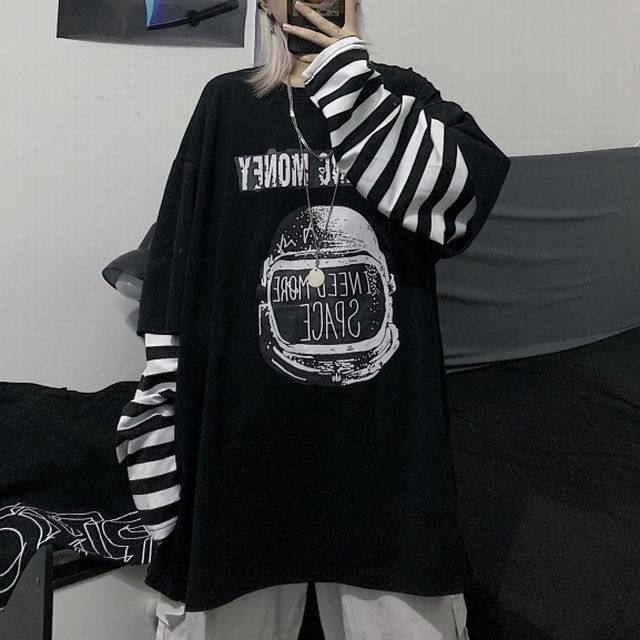 フェイクレイヤード ドッキングトップス tシャツ ロンT ボーダー