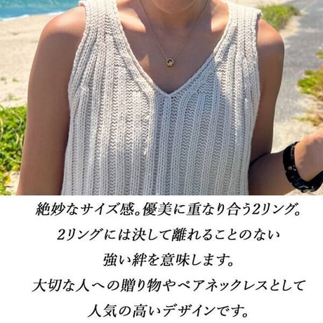 ハワイアンジュエリー ネックレス 2リング 金属アレルギー対応 プルメリア スクロール カレイキニ 波 サージカルステンレス メンズ レディース アクセサリー gps81403