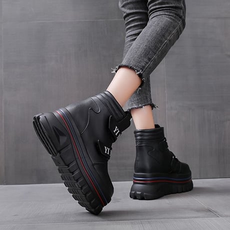 厚底 ダットスニーカー ヒール6cm ハイカット 22.5～24.5cm 韓国ファッション レディース 厚底スニーカー ハイトップ スニーカー カジュアル スポーツ 632308455327