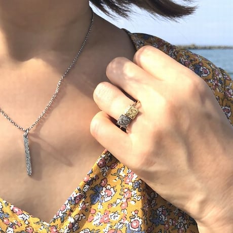 ハワイアンジュエリー リング スクエア 指輪 スクロール 波 メンズ レディース 金属アレルギー対応 ハワジュ サージカル ステンレス PVD インスタ grs8687