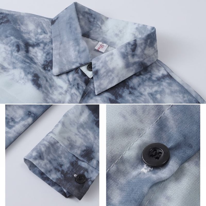 タイダイ柄 シアーシャツ ボリューム袖 シフォン オーバーサイズ