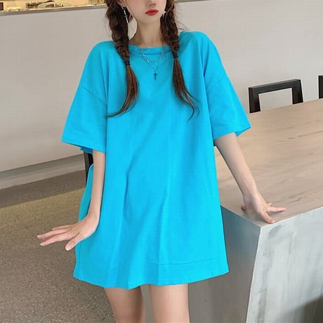 オープンバック Tシャツ チェーン 半袖 ルーズ ラウンドネック 韓国ファッション レディース 背中あき トップス 大きめ カジュアル ストリートファッション DTC-641641966535