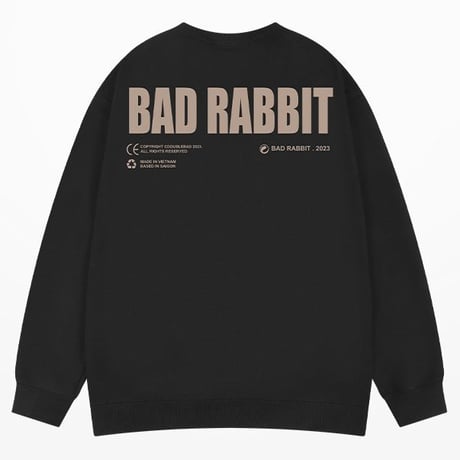 ユニセックス スウェット トレーナー BADRABBIT ウサギ 裏起毛 長袖 オーバーサイズ 韓国ファッション メンズ レディース ストリート系ファッション DTC-737596346835