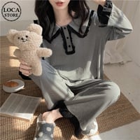 ルームウェア セットアップ パジャマ チェック柄 フリル トップス パンツ 上下セット 部屋着 韓国ファッション レディース 大人可愛い ガーリー フェミニン DTC-664959658095