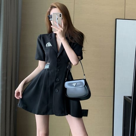 ワンピース 背中開き 背中見せ セクシー ハイウエスト 半袖 韓国ファッション レディース シャツワンピース Aライン 無地 シンプル 大人可愛い ガーリー DTC-641249916774