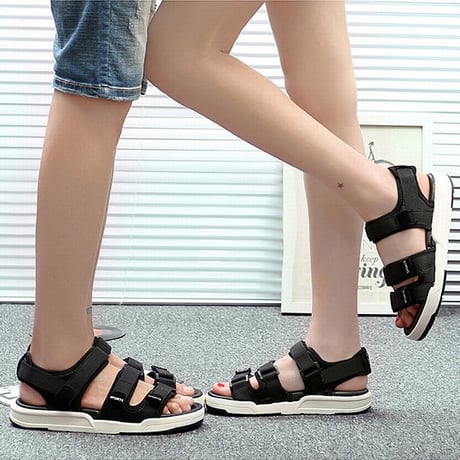 【3COLOR】 メンズ/レディース ストラップ スポーツサンダル スポーツサンダル マジックテープ フラットサンダル 歩きやすい 疲れない (DCT-549746097388)