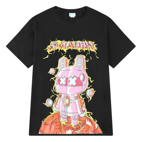 ユニセックス Tシャツ 半袖 「X-RABBIT」 ロボットうさぎ オーバーサイズ カジュアル 韓国ファッション メンズ レディース 韓国ストリートファッション DTC-641627886219