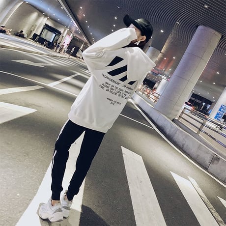 プルオーバー パーカー 韓国ファッション レディース ビッグパーカー オーバーサイズ 薄い バックプリント ストリートファッション (DTC-606172379978)