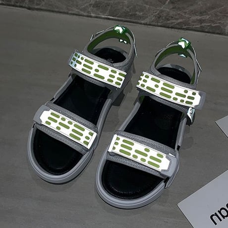 スポーツサンダル 反射板 スポサン 2cm ベルト マジックテープ 韓国ファッション レディース サンダル フラットサンダル かわいい 歩きやすい 616993672292