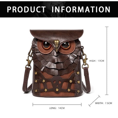 フクロウモチーフ 2WAYバッグ ショルダーバッグ ウエストバッグ スチームパンク ヴィンテージ風 アンティーク風 ミニバッグ 肩掛け 斜め掛け バッグ レトロ DTCA-782553186570