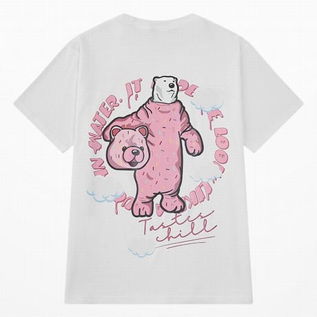 ユニセックス Tシャツ 半袖 クマの着ぐるみを着たシロクマ プリント オーバーサイズ ユニーク 韓国ファッション メンズ レディース カジュアル ストリート系 DTC-648470523029