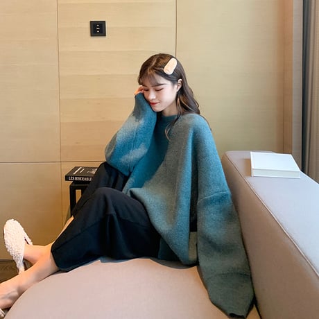 【選べる5カラー】セーター ボリューム袖 韓国ファッション レディース ニット ウール ラウンドネック シンプル ガーリー カジュアル (DTC-606691751341_02)
