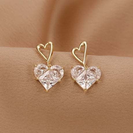 ピアス ハートモチーフ CZ 両耳 シルバー925 合金 アクセサリー DTC-639075262625