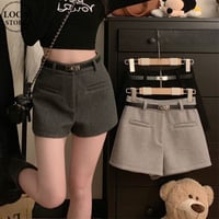 ショートパンツ ウール ハイウエスト スリム Aライン フェイクウール ショートボトム レトロ 韓国ファッション レディース 大人可愛い ガーリー カジュアル DTCA-859331219129