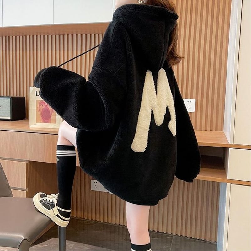 ボアパーカー フェイクラムウール プルオーバー オーバーサイズ プル