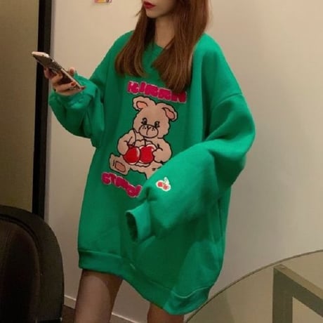 トレーナー プラスベルベット ラウンドネック シンプル ルーズ オーバーサイズ 長袖 ゆったり 韓国ファッション レディース ガーリー フェミニン カジュアル DTC-655085180955