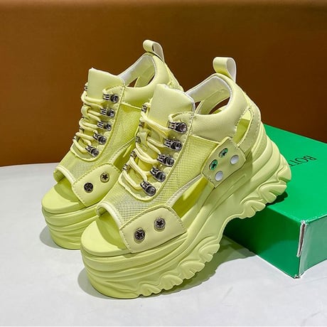 厚底サンダル メッシュ スニーカー風サンダル スポサン 厚底 スポーツサンダル オープントゥ サンダル スタイルアップ トレンド 韓国ファッション レディース DTC-677039401958