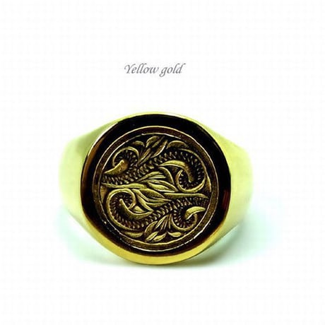 【ハワイアンジュエリー / HawaiianJewelry】 リング/指輪 レディース メンズ シルバー K14イエローゴールドコーティング インスタ (grs8613)